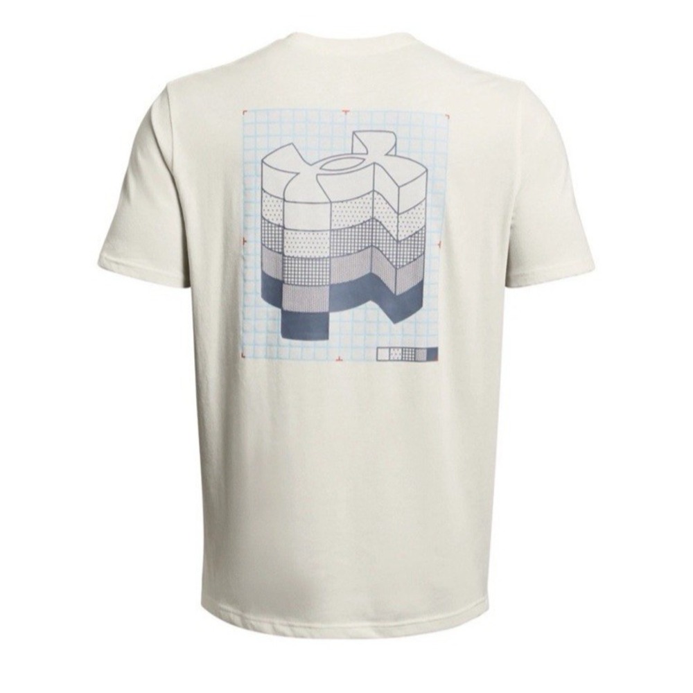 Under Armour Mens Graphic T-Shirt Elevation Map White Cream Sz 2XL Short Sleeve